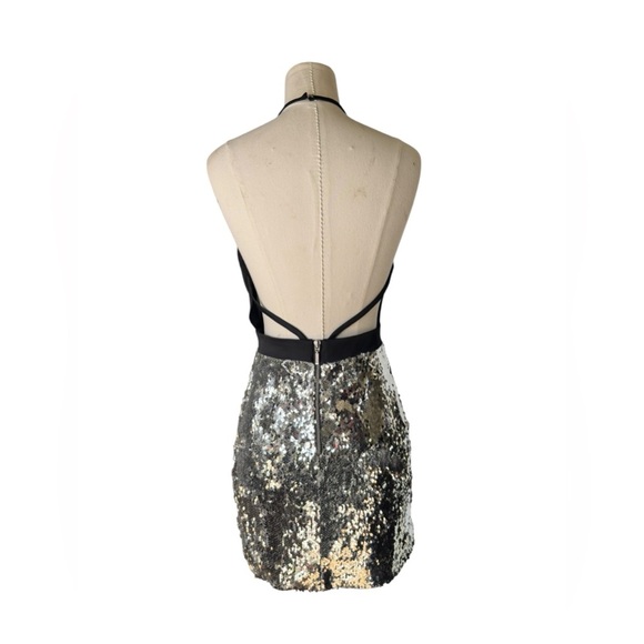 NASTY GAL Halter Black and Sequin Night Mini Dress NWT - Small - Picture 10 of 11